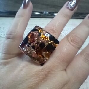 Adjustable Millefiori Glass Ring